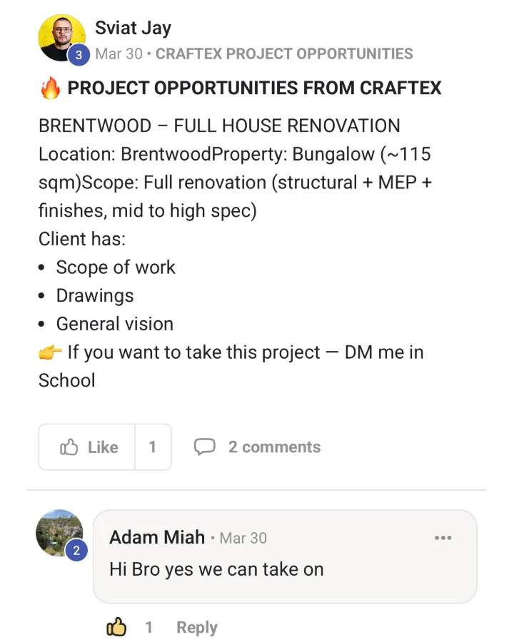 Craftex project shared with BizMentor members: Brentwood full house renovation